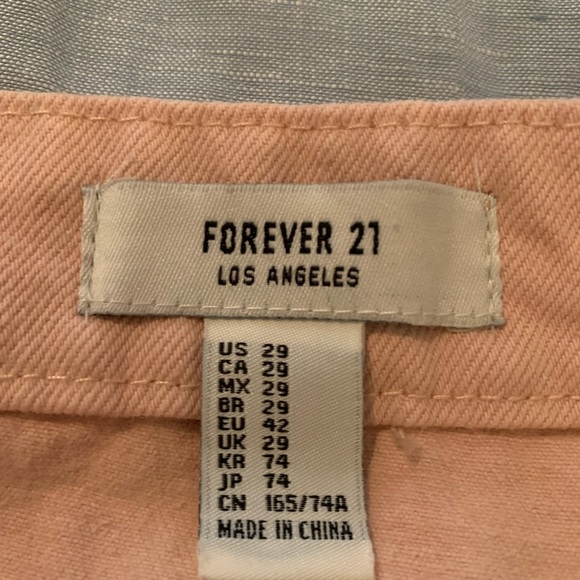 Forever 21 Orange Peach Denim Button Fly Mini Skirt - Picture 3 of 5